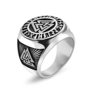 Valknut Rune Ring - Silver Plated