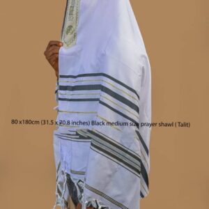 Black Medium Size Prayer Shawl (Talit) 80X180CM