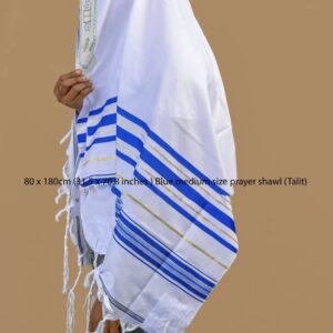 Blue Medium Size Prayer Shawl (Talit) 80X180CM