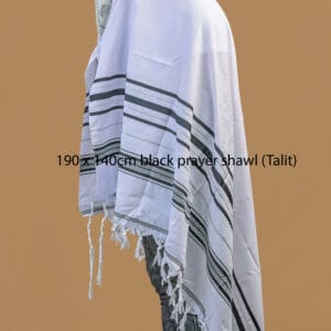 Black Large Size Prayer Shawl (Talit) 190X140CM